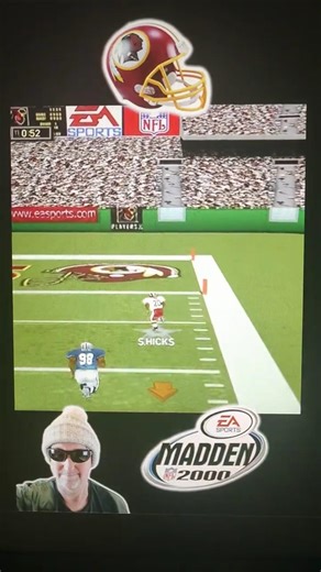 Madden NFL 2000 Redskins QB Brad Johnson throws TD pass to Hicks #madden #redskins