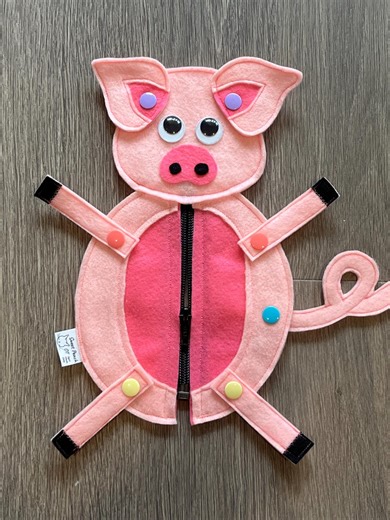 Zip and Snap Piglet- Fine Motor & ADL Learning Toy - Etsy