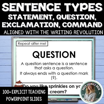 Four Sentence Types Grammar Writing Revolution Sentence Skills PowerPoint Lesson