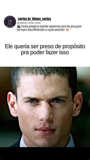 cortes.br_filmes_series on Instagram: "⚠️ Salve para assistir depois ──────────────────── 🎬 Nome do filme/série: Prison Break (2005) Gênero: Drama | Suspense | Ação Duração: Episódios variam Informações profundas sobre o tema: Lealdade entre irmãos, sacrifício extremo, inteligência como arma, sistemas corrompidos, destino versus livre arbítrio, tensão constante e a linha tênue entre justiça e sobrevivência. ──────────────────── 📙 Sinopse: Michael Scofield (Wentworth Miller) é um engenheiro bri