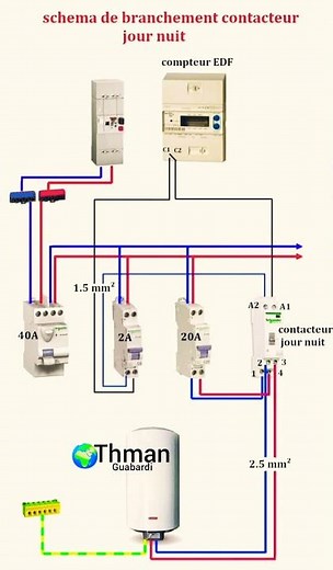 schéma de branchement contacteur jour et nuit