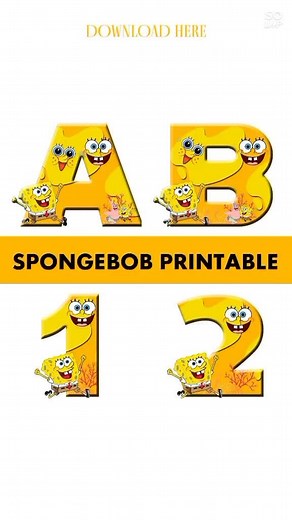 SpongeBob SquarePants Printable Letters and Numbers 😍 #foryou