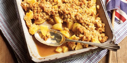 Sweet apple crumble recipe with chewy flapjack topping