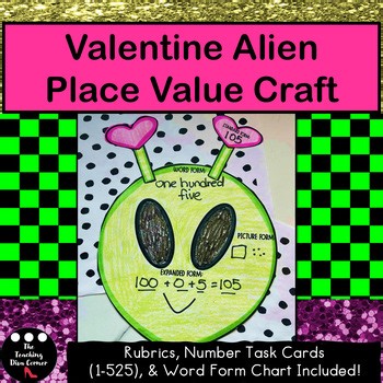 Valentines Day Math Place Value Craft Alien