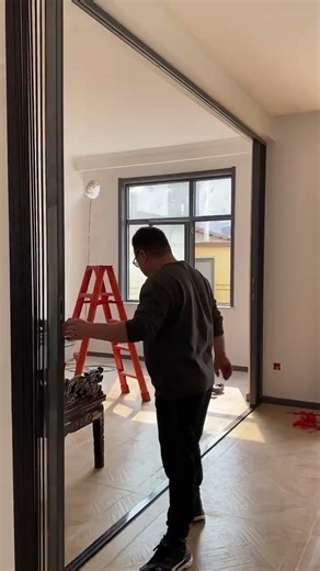 免打孔设计 适免打孔设计 适用家中各个场景十分钟安装好客户吓一跳#折叠门 #推拉门 #隐形门