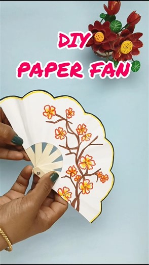 🌸DIY cheery blossam paper fan🪭 #diypapercrafts #shorts #paperfan #homemade #youtubeshorts #diy
