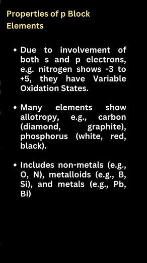 p Block Elements, List and Properties