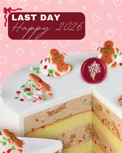 🎉 Last Day to Treat Yourself to the Iced & Spiced Cake! 🎉 Today’s your final chance to savor the holiday magic of Iced & Spiced Signature Cake before it disappears! This festive favorite features layers of moist yellow cake, frosted gingerbread ice cream, crunchy ginger snaps, and holiday sprinkles — all wrapped in fluffy white frosting for the ultimate winter dessert experience. coldstonecreamery.com | Cold Stone Creamery