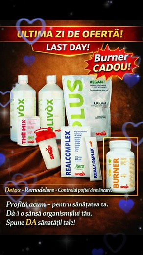 ✨️A mai rămas câteva ore până expiră oferta, dacă și tu îți dorești să începi acest program de, detox și remodelare corporală✨️ Pentru mai multe detalii scrie-mi mesaj privat la numărul de WhatsApp: 49 176 83473582 Sau accesând link-ul magazinului online https://www.mysnep.com/ro/490008537 https://www.mysnep.com/de/490008537 #program_de_slăbit_sănătos #burner_reglează_colesterolul #stare_de_bine #urmăritori_follow #distribuire