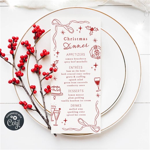 Whimsical Christmas Menu Template, Printable Hand Drawn Doodles Holiday Dinner Party Menu, Editable Friendsmas Menu, Instant Download - Etsy Canada