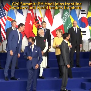 At the G20 Summit in Rome, PM Narendra Modi was seen interacting with several world leaders and posed for a photo with frontline workers. | Indian Express