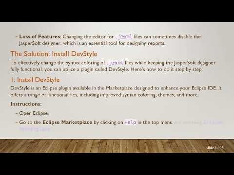 How to Change the Syntax Coloring of .jrxml Files in Eclipse for JasperReports Plugin
