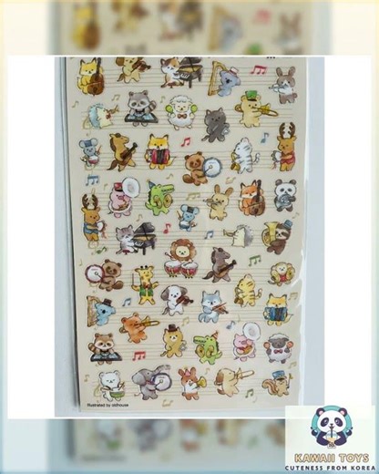 Japan Mind Wave Seals Musical Kawaii Animals Stickers Sheet