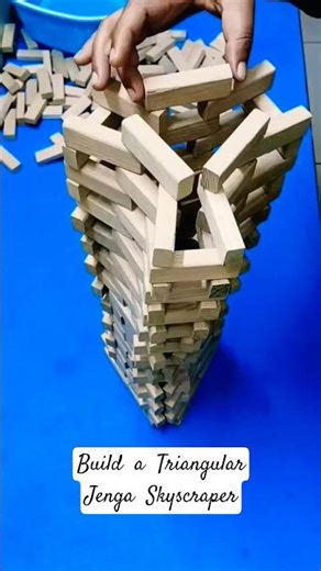 Watch This Amazing Triangular Jenga Skyscraper 🏙️ #shorts #jenga #skyscraper