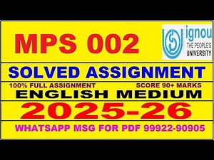 MPS 002 solved assignment 2025-26 in English || mps 002 solved assignment 2026 || mps2 2025-26