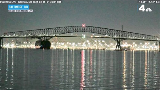 See the moment Baltimore bridge collapses after container ship hits support pier