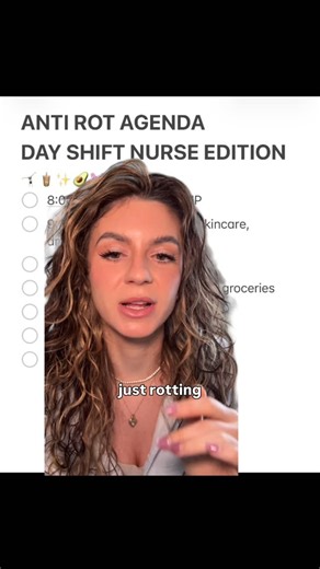 Gaige | Former ER RN | Weight Loss & Routine Coach for Nurses on Instagram: "Anti rotting agenda (day shift nurse edition) ❤️‍🔥🤸🏻🧋🥑 #nurse #nursing #nurseproblems #registerednurse"