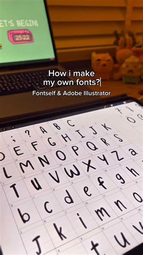 Esra Yazıcı on Instagram: "The easiest way to creating fonts is @fontself Steps: 1- Create a font (either on an iPad or a computer, whichever you want) 2- Transfer your font to your computer 3- Open a new file in Adobe Illustrator and drag the font image there. 4- You can use the pen tool or image trace tool to convert the letters to vectors. 5- Then, drag a ruler line and arrange them on a single baseline (don’t forget to group the dotted letters together). 6- Select all the letters and drag th