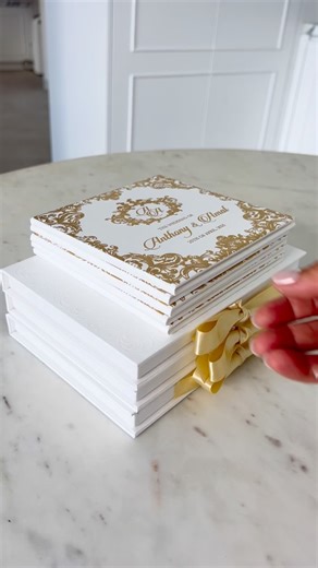 The theme is gold regal wedding ✨ our golden booklet is 15x15cm in...