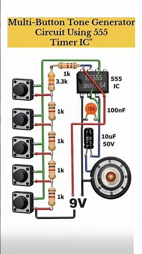 Multi-Button Tone Generator Circuit Using 555 Timer IC" #shortsfeed #555 #multibutton #diycrafts