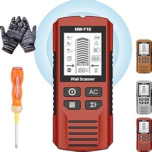 Multifunctional Handheld Metal & Wall Detector, Portable Wall Detector Scanner, 5 in 1 Stud Finder Scanner for Center and Edge of Wood AC Wire Metal Studs Joist Pipe (1PC Red)