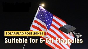 Yinghao Solar Flag Pole Light Outdoor Waterproof Top Mounted Flagpole Lights for Outside House, Garden, Yard, Porch, Lighting up 10 Hours (Warm White)