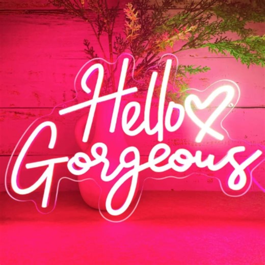 Hello Gorgeous Neon Sign for Wall Decor With Heart, Pink LED Light for Bedroom, Parties, Weddings - Etsy
