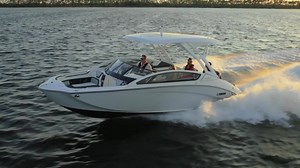 Yamaha's all-new 275SDX. This 27-boat Yamaha flagship is the first to feature Yamaha's all-new DRiVE X dock assist technology that Boating magazine calls a game changer. #Yamahaboats #Yamaha275SDX #DRiVEX #BoatingAdventure #BoatLife #InnovativeBoating | RIVA Motorsports