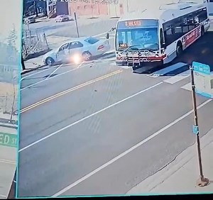 156K views · 1K reactions | Goofy Lexus driver blows a stop sign and crashes into a bus and take off from the scene. | Chicago Critter Media | Facebook