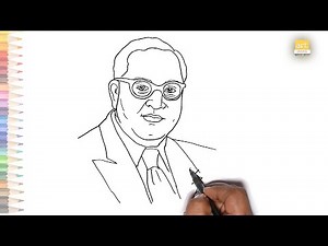 Dr B R Ambedkar drawing easy | How to draw Dr B R Ambedkar outline sketch drawing step by step