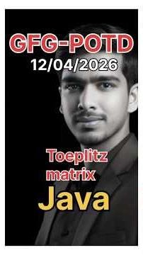 Toeplitz matrix | GFG-POTD | 12/04/2026 | Java Solution |#coding #gfg #trending @CsWithAk #java