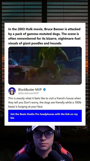 In the 2003 Hulk movie Bruce Banner is attacked by a pack of gamma-mutated dogs The scene is often r