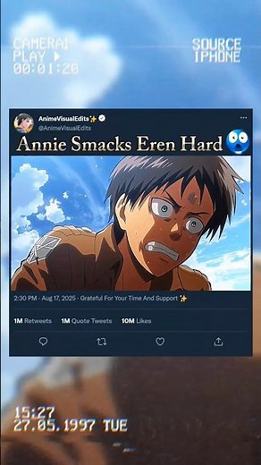 Annie smacks eren hard 😳 #aot #attackontitan #eren #annie #animeshorts #animeedit