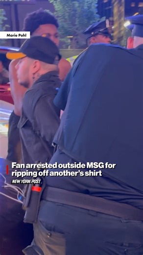 59K views · 353 reactions | Outside Madison Square Garden, a Knicks fan was arrested after allegedly ripping off a Pacers fan's shirt during an argument inside the arena. https://trib.al/9Ri1tEV | New York Post | Facebook