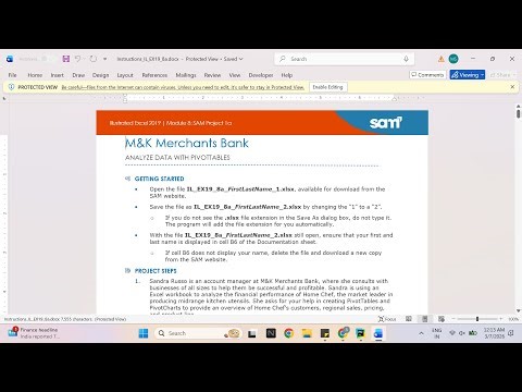 Illustrated Excel 2019 | Module 8: SAM Project 1a M&K Merchants Bank