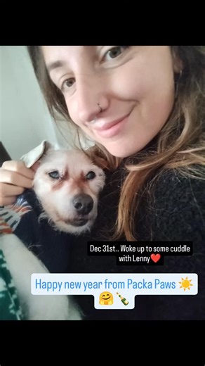 Frankie Packa on Instagram: "Happy New Year to all the humans and friends of Packa Paws 🐶🎉 We hope you all had a lovely time welcoming the New Year with your dogs and other pets by your side 💛🐾 We took a little time off at the end of the year, so we just wanted to share what our day looked like — very much led by Lenny, who is now closer to 17 🐕✨ Even though he’s a senior, we made sure his day was still full of fun, enrichment, gentle adventures, and all the things that make him happy 😅💛 