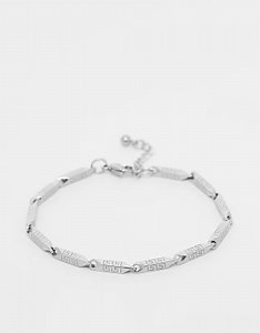 ASOS DESIGN waterproof stainless steel bracelet with Greek wave design in silver | ASOS