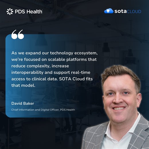 PDS Health is implementing 𝗦𝗢𝗧𝗔 𝗖𝗹𝗼𝘂𝗱 𝗮𝗰𝗿𝗼𝘀𝘀 𝗺𝗼𝗿𝗲 𝘁𝗵𝗮𝗻 𝟭,𝟬𝟬𝟬 𝗱𝗲𝗻𝘁𝗮𝗹 𝗽𝗿𝗮𝗰𝘁𝗶𝗰𝗲𝘀 𝗻𝗮𝘁𝗶𝗼𝗻𝘄𝗶𝗱𝗲, backed by a strategic investment in the company. SOTA Cloud will become part of PDS Health’s 𝗰𝗼𝗿𝗲 𝗱𝗶𝗴𝗶𝘁𝗮𝗹 𝗶𝗻𝗳𝗿𝗮𝘀𝘁𝗿𝘂𝗰𝘁𝘂𝗿𝗲, acting as the 𝗶𝗺𝗮𝗴𝗶𝗻𝗴 𝗯𝗮𝗰𝗸𝗯𝗼𝗻𝗲 that connects 𝗱𝗲𝘃𝗶𝗰𝗲𝘀, 𝗘𝗽𝗶𝗰, 𝗮𝗻𝗱 𝗼𝗽𝗲𝗿𝗮𝘁𝗶𝗼𝗻𝘀 𝗮𝘁 𝘀𝗰𝗮𝗹𝗲. 𝗥𝗲𝗮𝗱 𝘁𝗵𝗲 𝗳𝘂𝗹𝗹 𝗮𝗻𝗻𝗼𝘂𝗻𝗰𝗲𝗺𝗲𝗻𝘁: https://tinyurl.com/vu2aemn7 