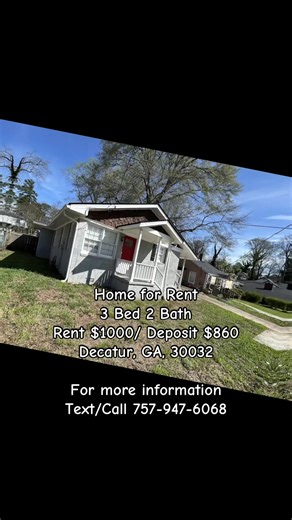 🚨 DECATUR DEAL YOU DON’T WANT TO MISS 🚨 Stop what you’re doing and check this out 👀🔥 This 3 bed, 2 bath home in Decatur, GA is giving SPACE, COMFORT, and AFFORDABILITY all in one! 💰 Rent: $1000/month 🔐 Deposit: $860 📍 3450 Glenwood Rd, Decatur, GA 30032 🐾 PET FRIENDLY – your pets are welcome too! Perfect for families, roommates, or anyone ready to level up their living situation without overspending 💸. Enjoy multiple bedrooms, extra bathroom convenience, and a location that keeps you cl