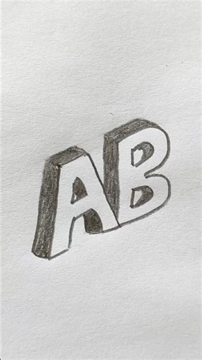 Easy 3D text Drawing | AB | Letters | Pencil 3d Text Drawing | #3d #3dart #3dletterdrawing #3dtext