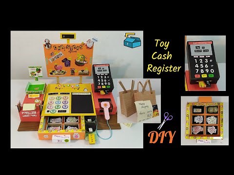 Cardboard Cash Register shopping ...(DIY)using recyclables ..paper craft