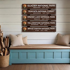 National Park Wood Sign – Rustic Vintage-style Reproduction – Weathered and Distressed Mountain Lifestyle Cabin and Lodge Decor - Etsy