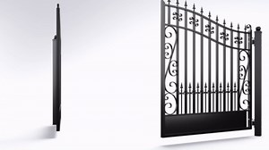 ZUMI Dual Swing Driveway Gates, 18x6 ft. Outdoor Steel Swing Gates for Driveway, Heavy-Duty Driveway Fence Gates for Home Security, Weatherproof Iron Security Gate Kit for Outdoor, Broadway Style
