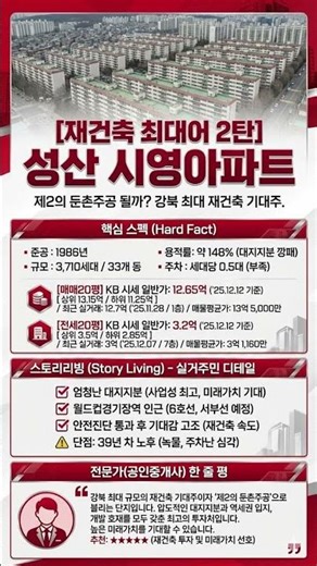 제2의 둔촌주공? 강북 최대 재건축 기대주 성산 시영아파트 #재건축