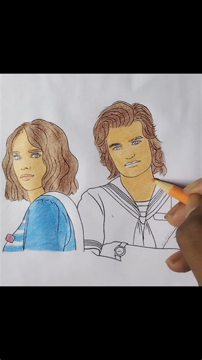 Drawing steve harrington and robin buckley from stranger things #shotrs #viral
