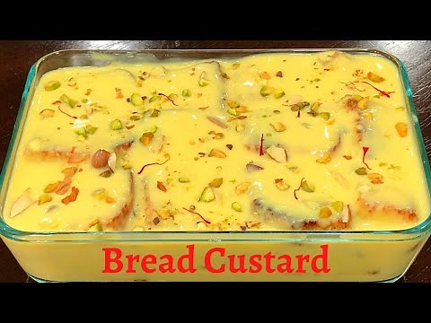 Bread Pudding With Custard Powder - Bread Custard Recipe - How To Make Bread Pudding At Home