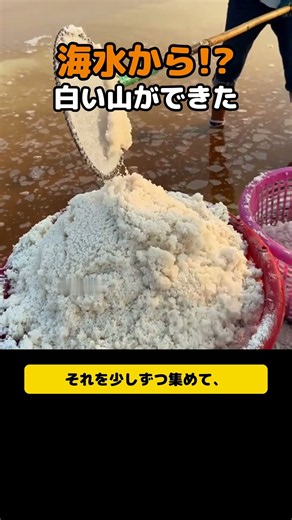 A mountain of salt from seawater!? Watching salt being made at a salt farm is so satisfying #Salt...