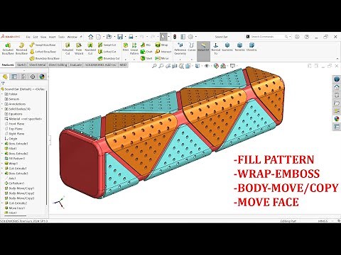 Sound Bar Modeling in SolidWorks (Fill Pattern, Wrap, Move face & Body-move/copy)
