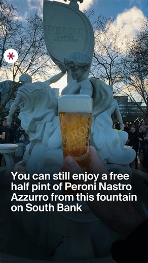 Secret London on Instagram: "@peroniuk’s La Fontana Di Peroni installation is pouring complimentary Peroni Nastro Azzurro for two more days 🍻✨Visit the Observation Point on South Bank until December 14, from 12pm-8pm 🤩 18+ subject to availability, admission and serving limits."