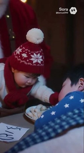 サンタクロースとバブ太👶🎅 #バブ太#AIちびジョブチャンネル#赤ちゃんサンタ#プレゼント#クリスマスベビー#クリスマス動画#サンタのお手伝い#癒し動画#AI動画#ChristmasBaby